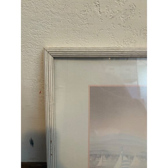 Signed Sailboat Artwork By Nigel Hemming In White Wood Frame glass water READ - Picture 3 of 12